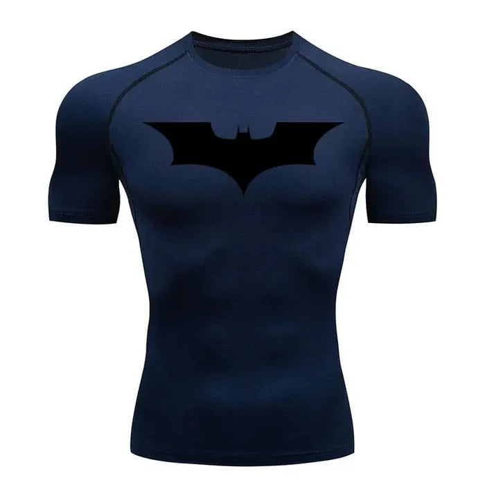 gymshirtteetshirtshortsleevekurzaermelkurzearmekurzaermeligbatspidermanspiderprintprintedbedrucktdruckherrenspidermansuperherosupermanbatmannavybluenavyblauschwarz