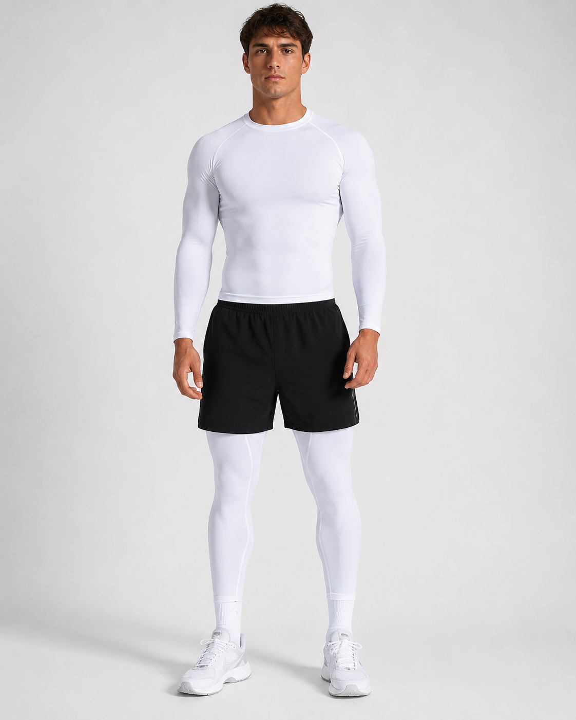 3-teiliges Fitness Compression Gym Set (Shirt Short Leggings)