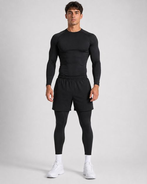 3-teiliges Fitness Compression Gym Set (Shirt Short Leggings)