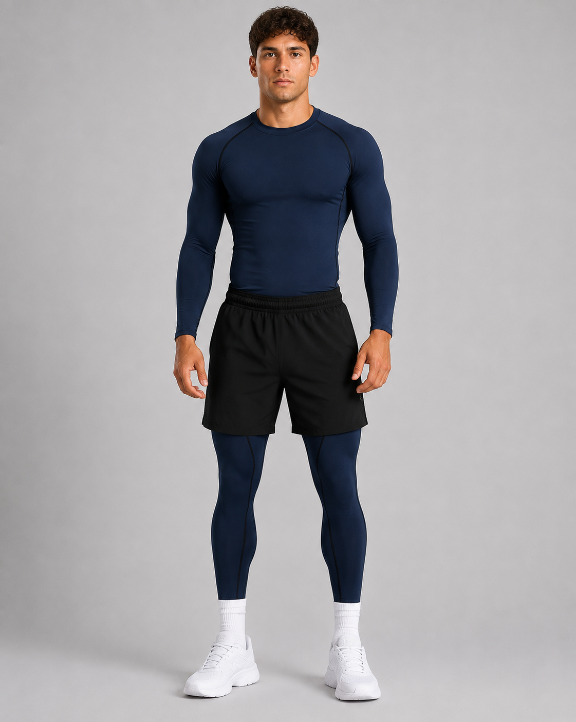 3-teiliges Fitness Compression Gym Set (Shirt Short Leggings)