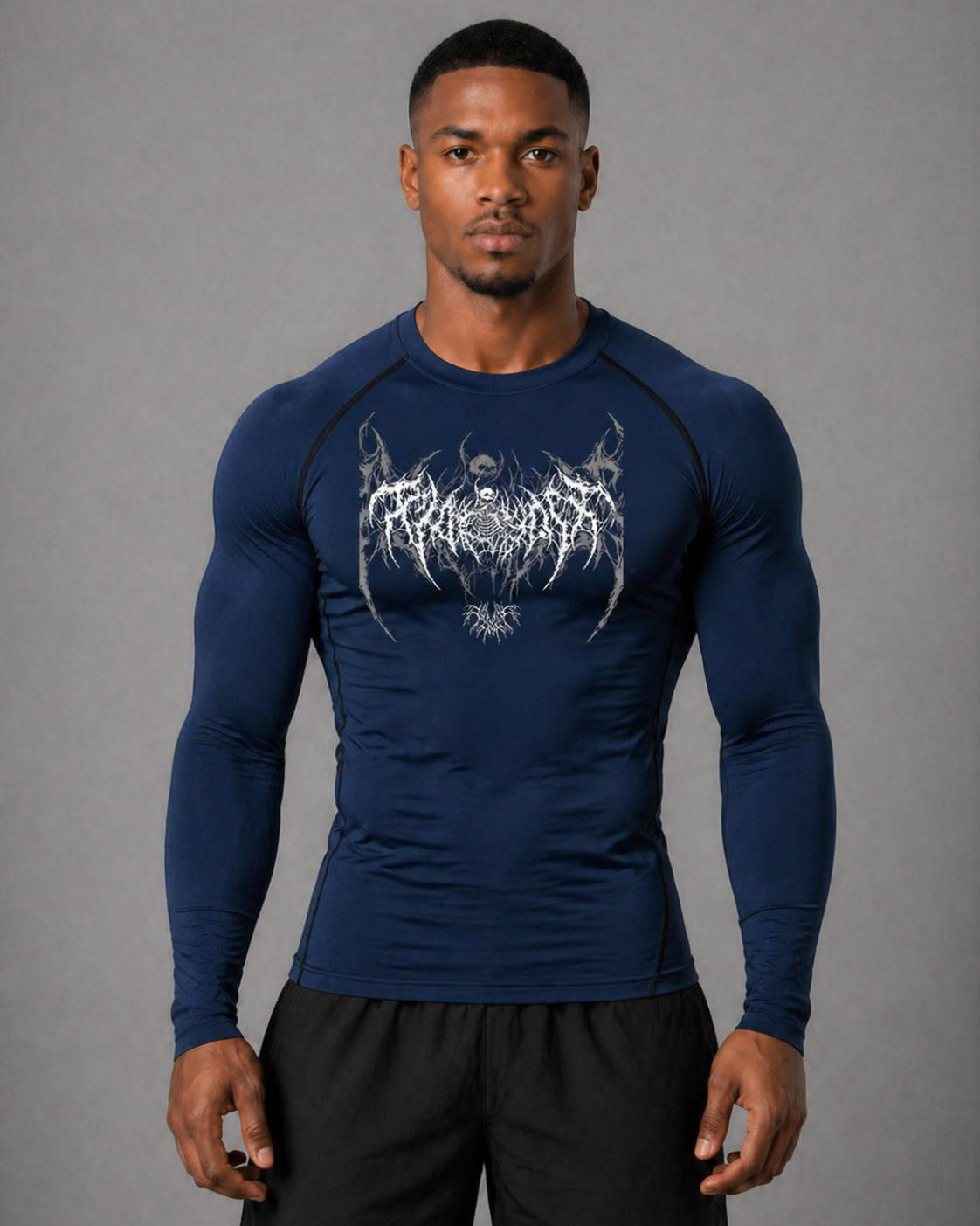 Reign of Skulls Winter Arc Print Langarm Navy