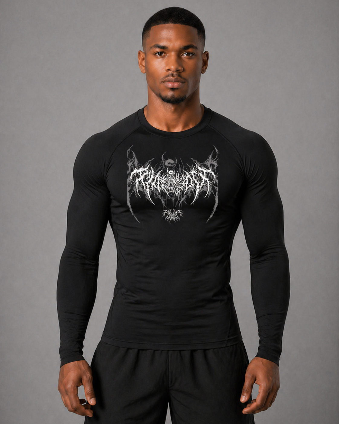 Reign of Skulls Winter Arc Print Langarm Schwarz Front