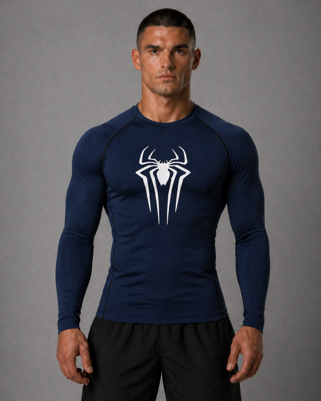 Spider Winter Arc Print Langarm Navy