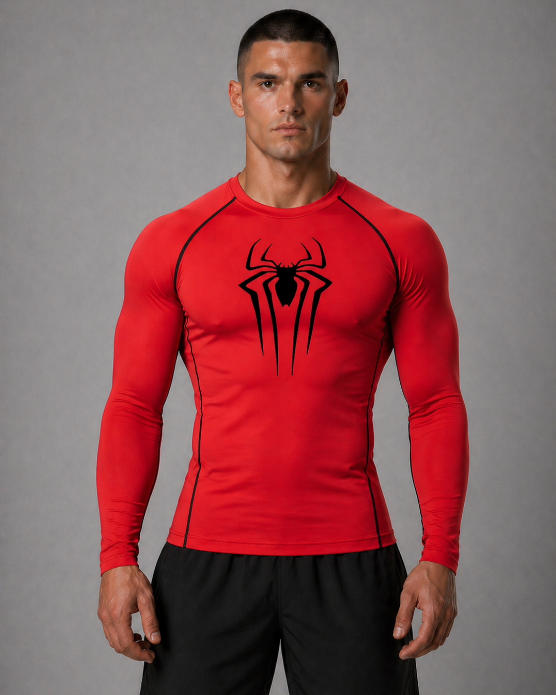 Spider Winter Arc Print Langarm Rot