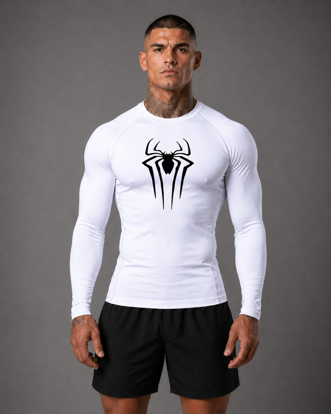 Spider Winter Arc Print Langarm Weiß