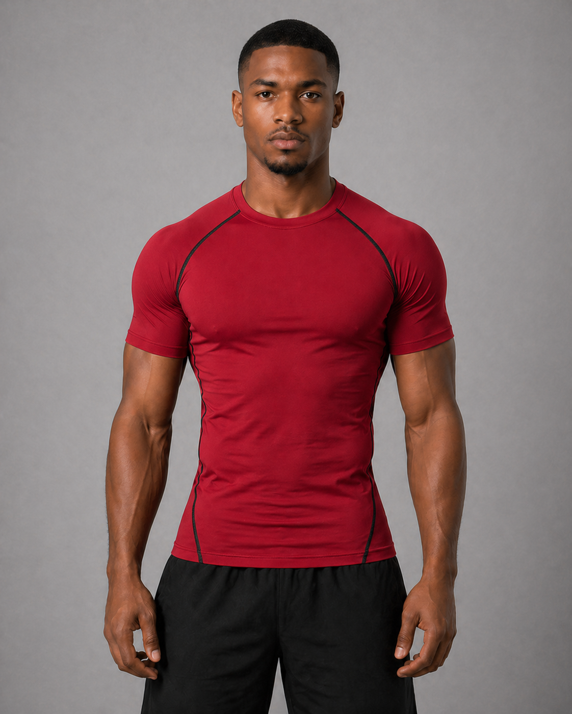 Fitness Compression Gym Training Shirt Quick Dry Herren Kompressionsshirt Rot Frontansicht
