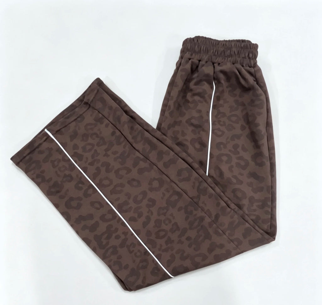 Yoga Pants Wide Leg Leopardenmuster Braun