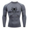 Fitness Kompression Compression Shirt Gym Gzm Long longsleeve Sleeve Tshirt fitnessshirt spider spiderman body shape shaper grey grau