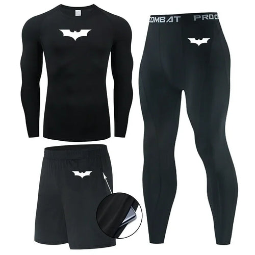 gymshirtsetleggingsshortsteetshirtshortsleevekurzaermelkurzearmekurzaermeligschwarzblacksetspinnespidermanspiderprintprintedbedrucktdruckherrenbatmansupermanspiderman