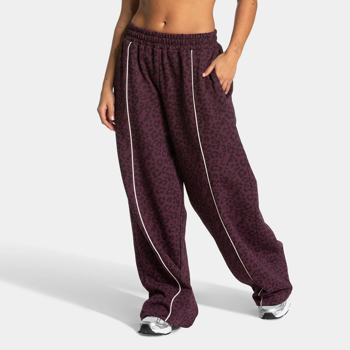 Yoga Pants Wide Leg Leopardenmuster Merlot