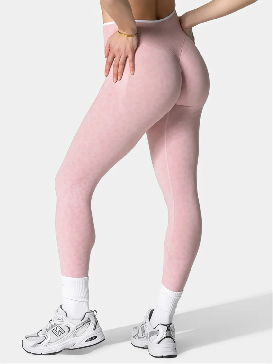High-Waist Scrunch Leggings Leopardenmuster Rückansicht Rosa