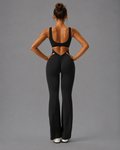 Scrunch Compression mit weitem Bein Eleganter Jumpsuit für Damen mit stilvollem Rückenausschnitt
