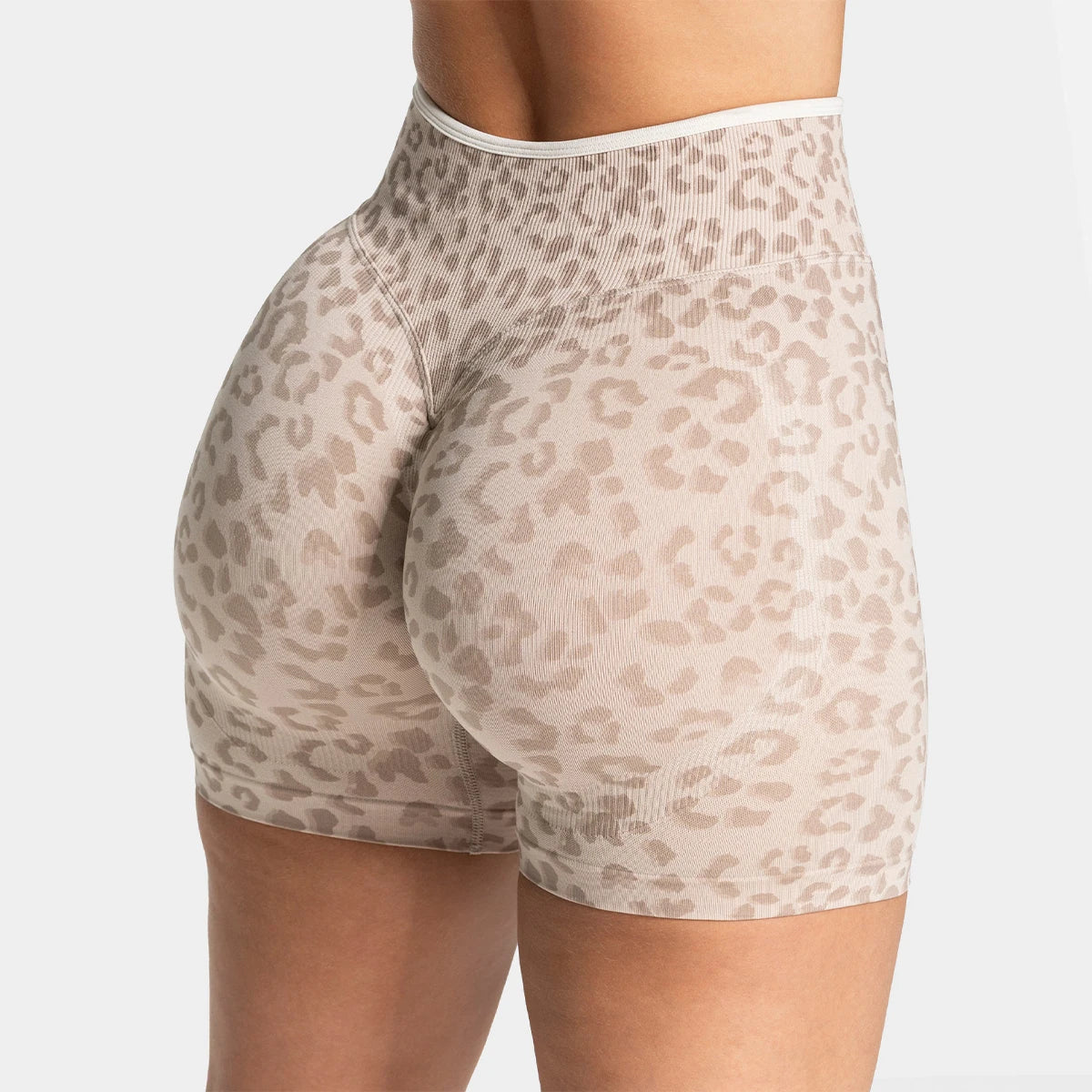 Yoga Shorts Colorblock Leopardenmuster Kaffeebraun