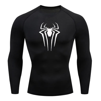 Fitness Kompression Compression Shirt Gym Gzm Long longsleeve Sleeve Tshirt fitnessshirt spider spiderman body shape shaper schwarz black