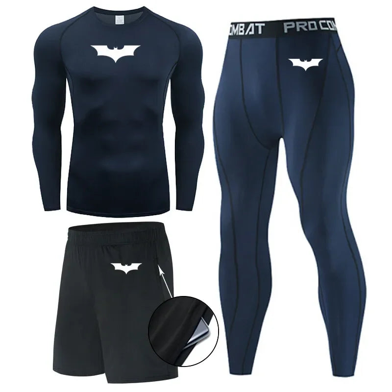 gymshirtsetleggingsshortsteetshirtshortsleevekurzaermelkurzearmekurzaermelignavyblausetspinnespidermanspiderprintprintedbedrucktdruckherrenbatmansupermanspiderman