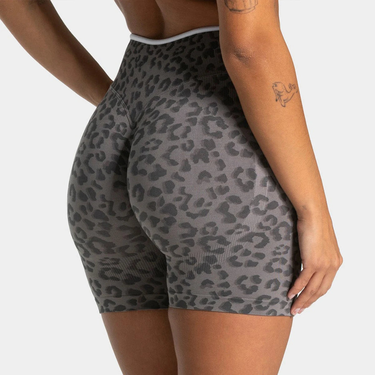 Yoga Shorts Colorblock Leopardenmuster Weinrot