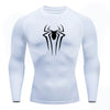 Fitness Kompression Compression Shirt Gym Gzm Long longsleeve Sleeve Tshirt fitnessshirt spider spiderman body shape shaper weiss white