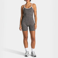 Sport Set Damen Leo – 2-teiliges Yoga Set: Camisole Top & Radlershorts Leopardenmuster