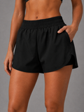 Sport Shorts mit enganliegender Innenhose und Taschen Low Waist