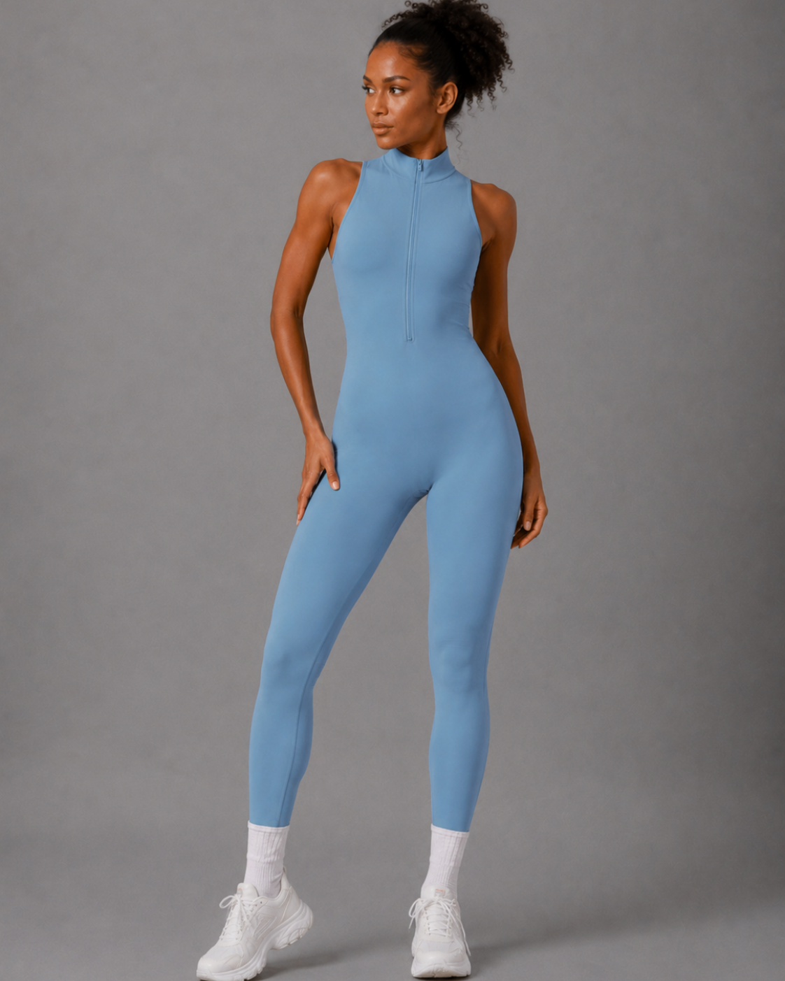 Yoga Jumpsuit Bum Scrunch Kompression mit Rückenausschnitt und Reissverschluss
