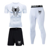 gymshirtleggingsshortsteetshirtshortsleevekurzaermelkurzearmekurzaermeligweissweissweiswhitespinnespidermanspiderprintprintedbedrucktdruckherrenbatmansupermanspiderman